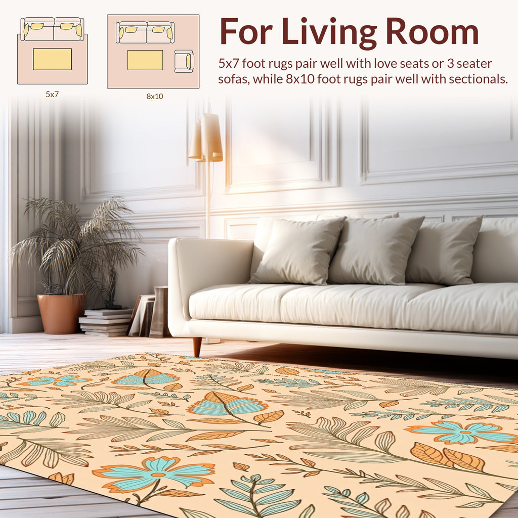 Abstract Floral Line Art Design Rug