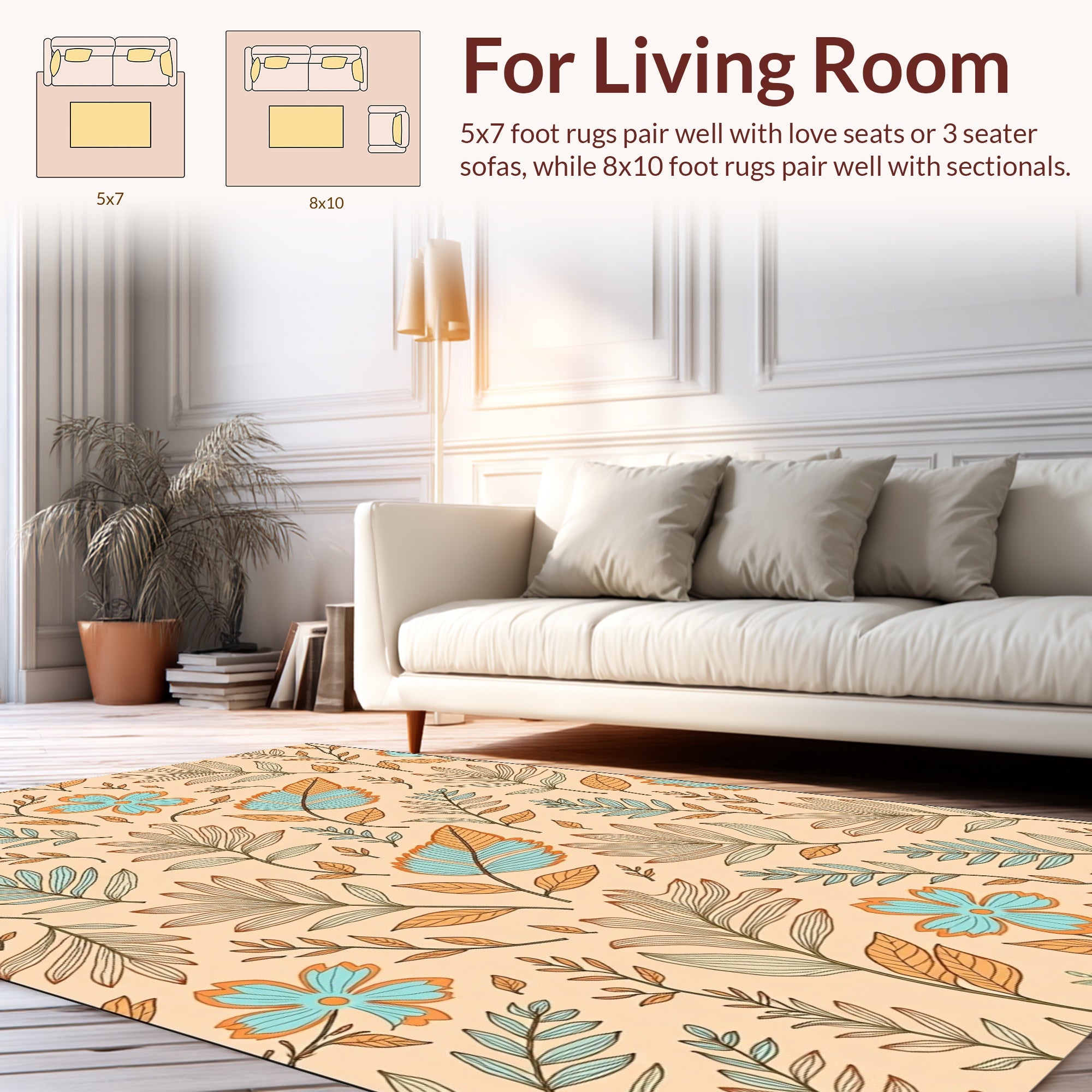 Abstract Floral Line Art Design Rug