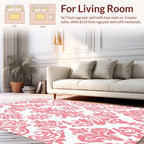 Ornate Pink Floral Damask Pattern Rug