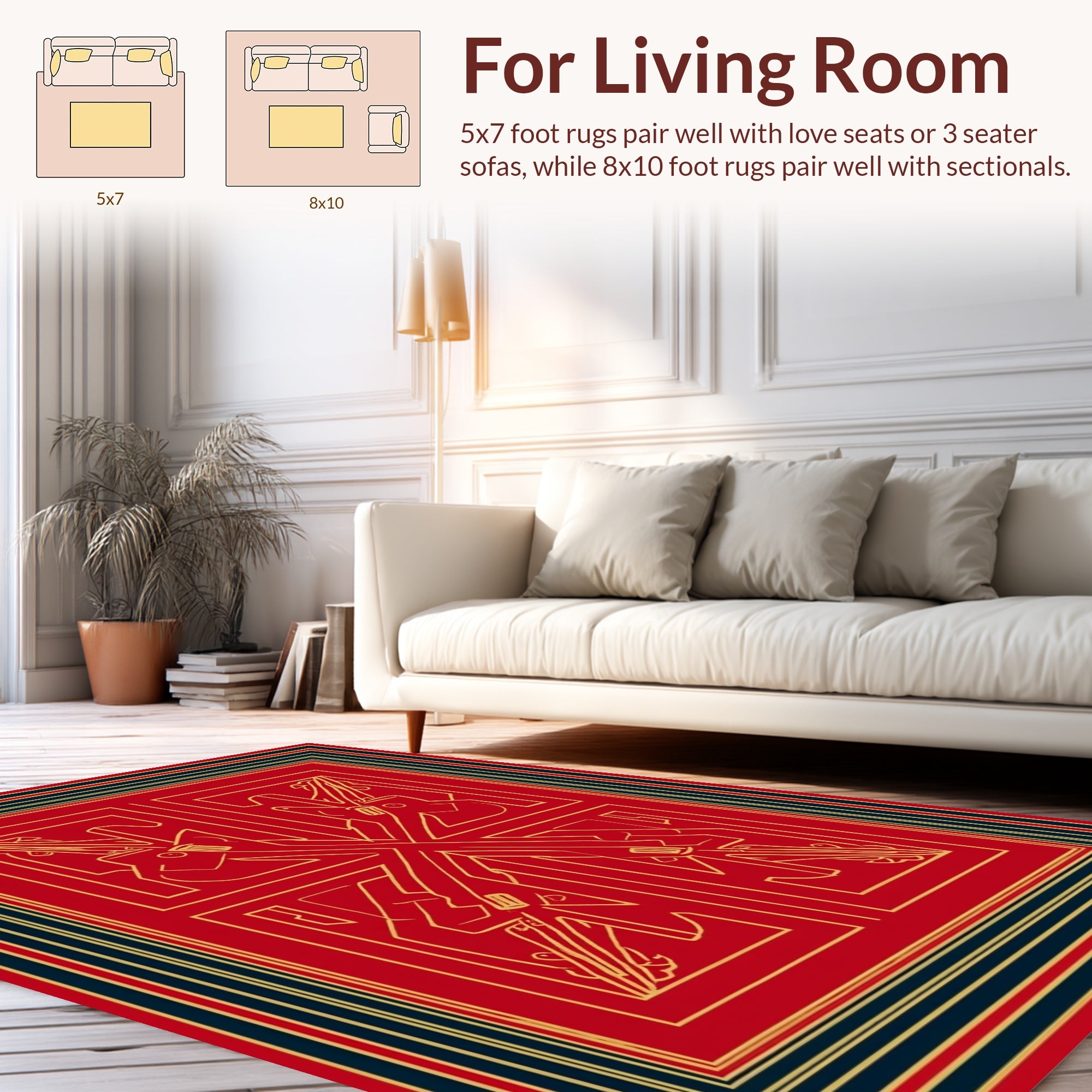 Bold Gold Geometric Symbol Rug