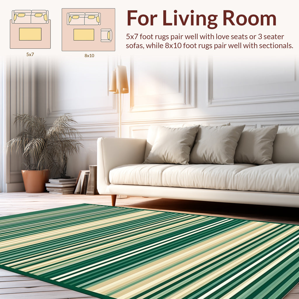 Modern Striped Geometric Natural Design Rug
