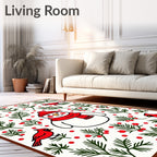 Charming Snowman Red Cardinal Folklore Rug