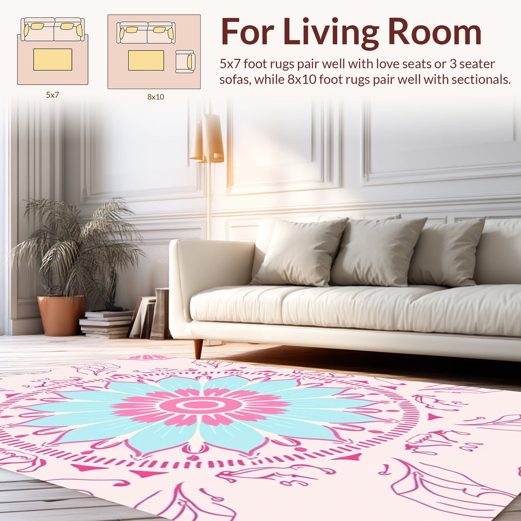 Pastel Mandala Bloom Pattern Rug