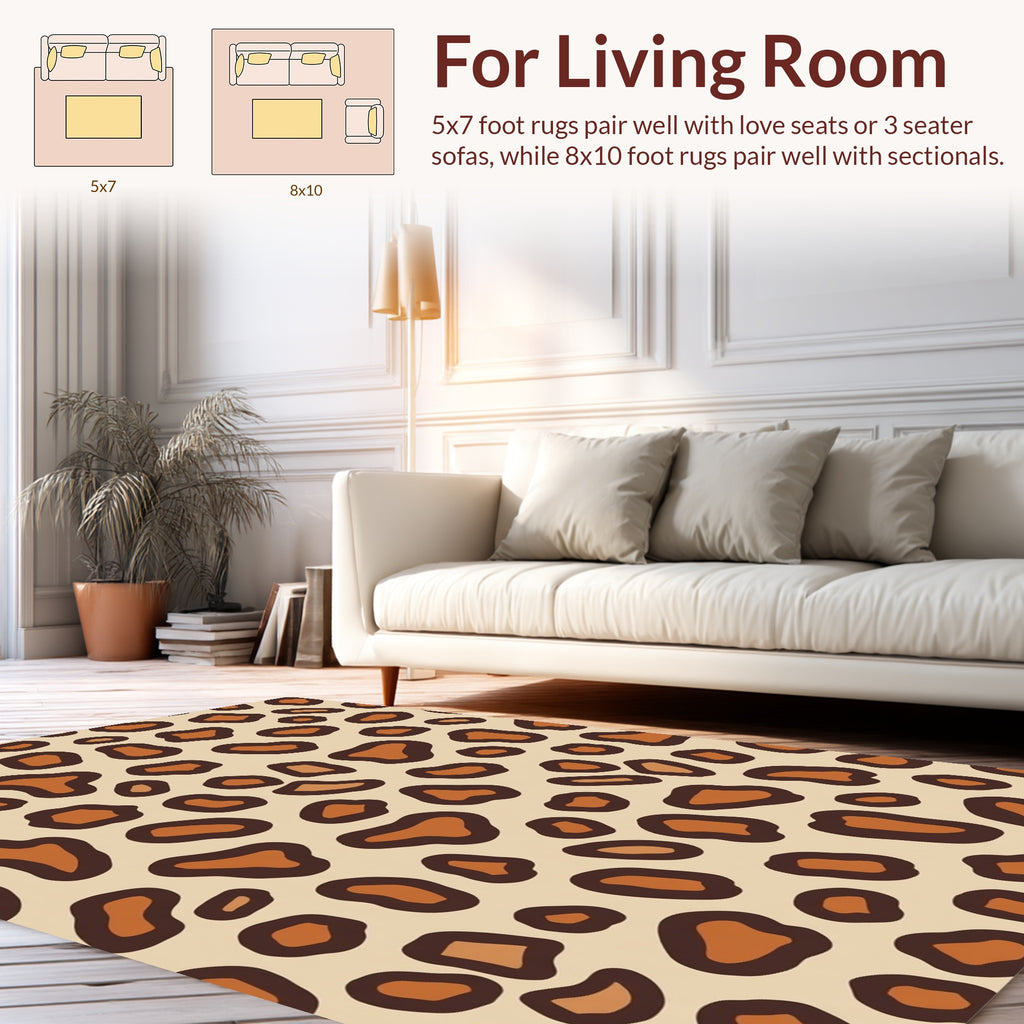 Brown Tan Animal Spot Pattern Rug
