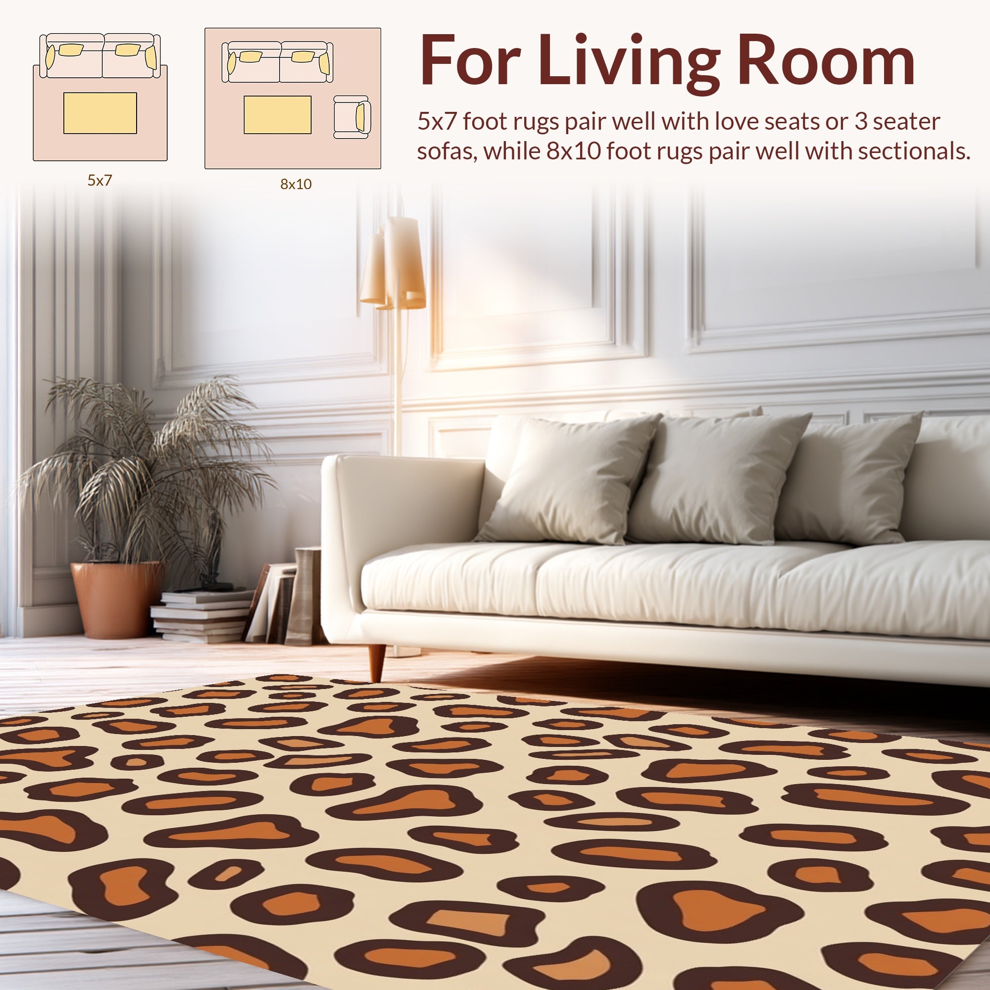 Brown Tan Animal Spot Pattern Rug