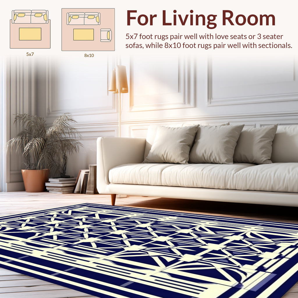 Naval Geometric Interlocking Design Rug