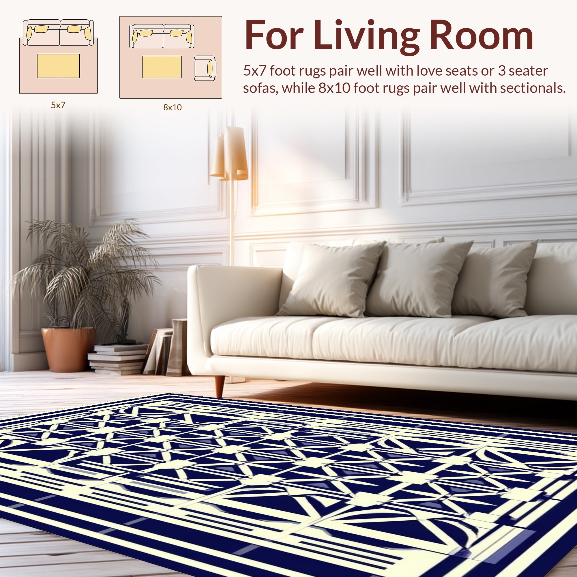 Naval Geometric Interlocking Design Rug