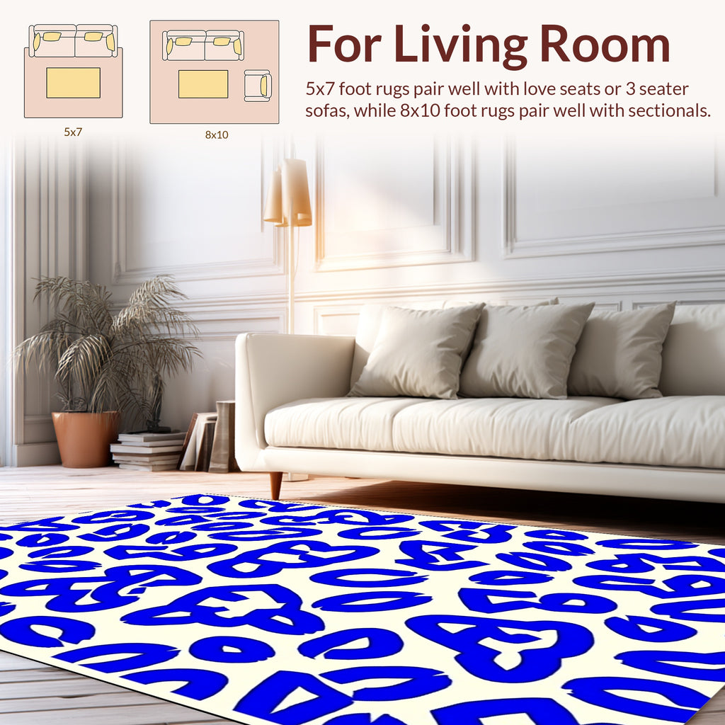 Abstract Blue Shapes Organic Pattern Rug
