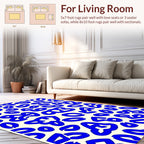 Abstract Blue Shapes Organic Pattern Rug