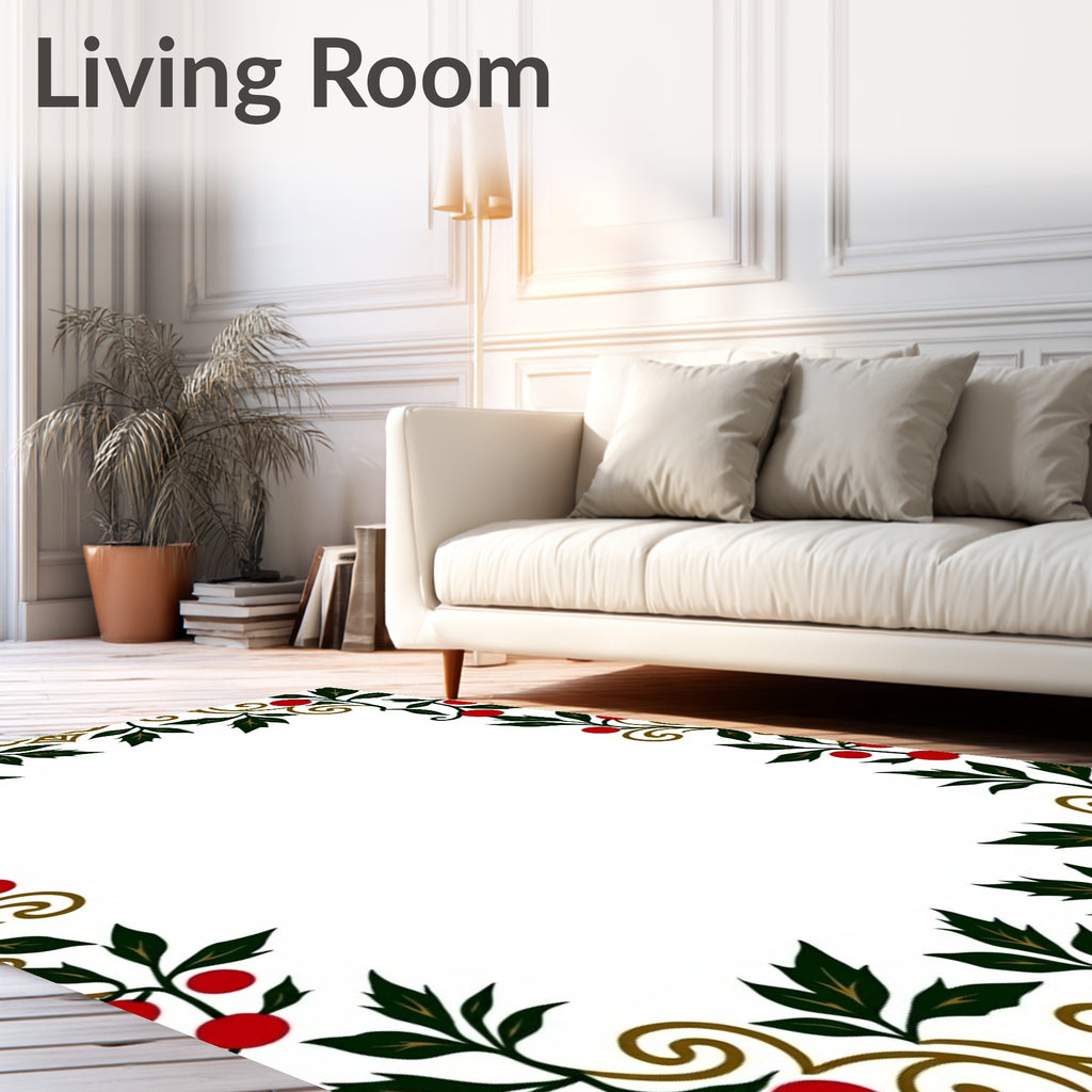Crimson Berry Vine Scroll Rug
