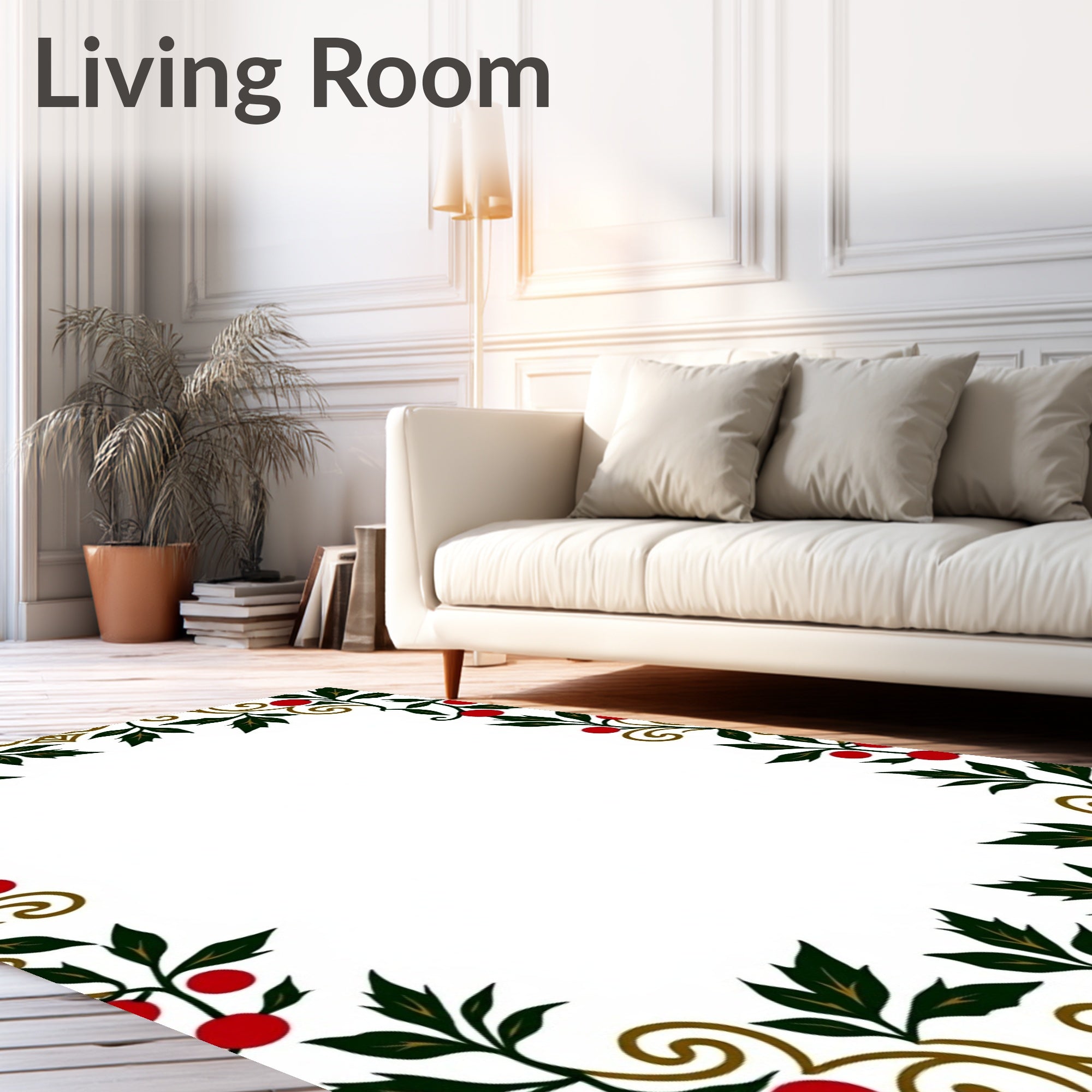 Crimson Berry Vine Scroll Rug