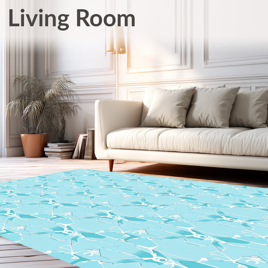 Ice Blue Geometric Symmetry Rug