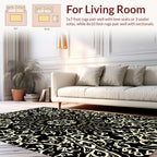 Intricate Floral Mandalas Black and Gold Design Rug