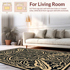 Elegant Black and Gold Intricate Design Rug