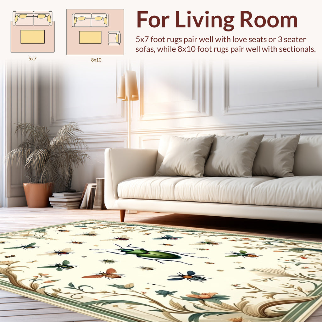 Nature Insect Floral Tapestry Pattern Rug