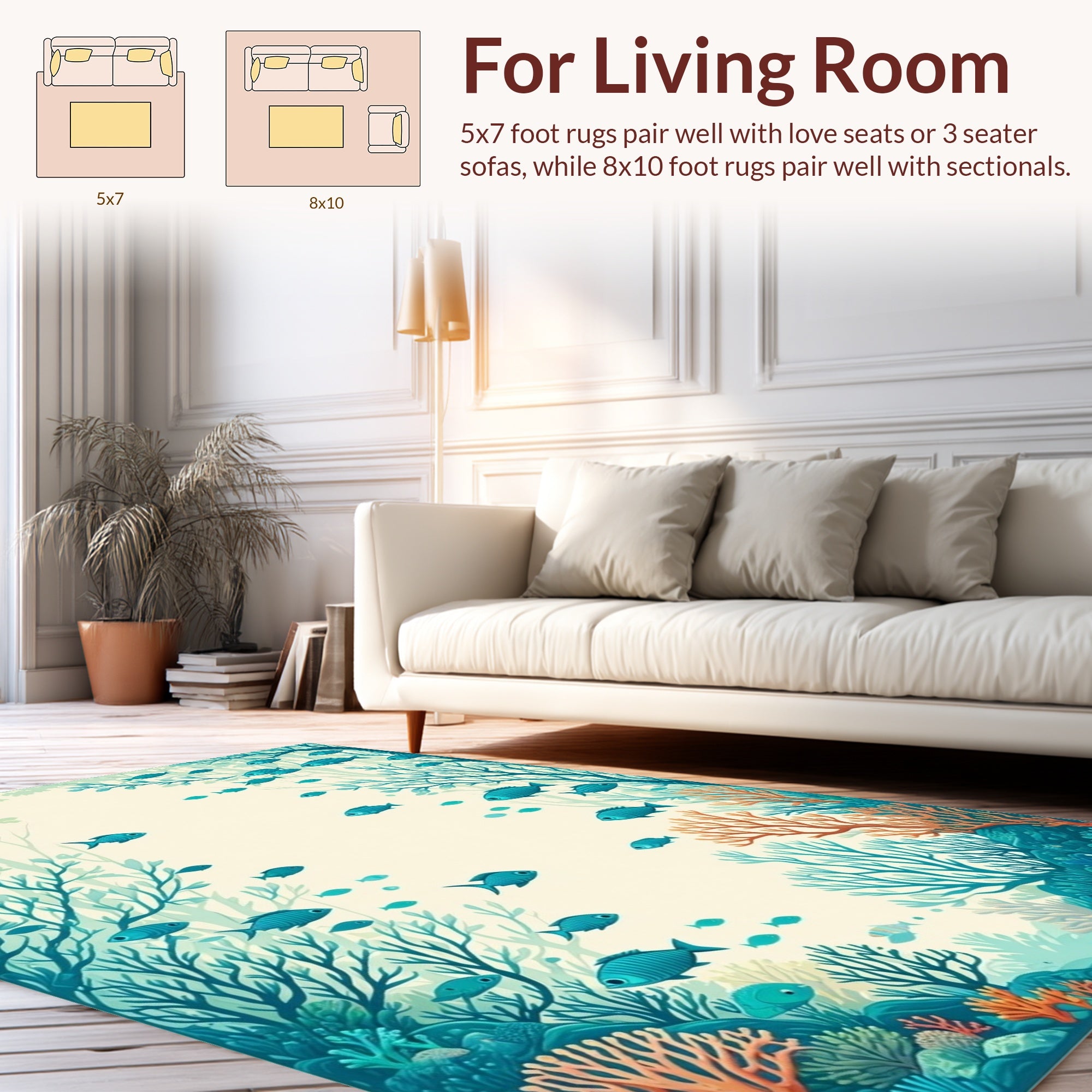 Ocean Coral Fish Branch Design Rug