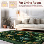 Green Emerald Beetle Botanical Print Rug