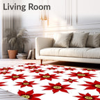 Bold Scarlet Flower Scatter Rug