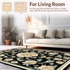 Classic Floral Swirls Beige and Green Rug
