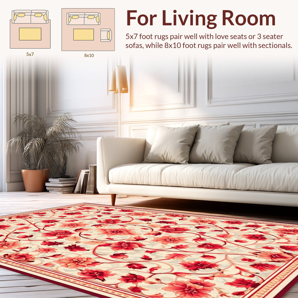Crimson Garden Floral Medallion Rug