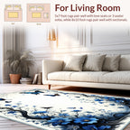 Blue Butterfly Floral Pattern Design Rug