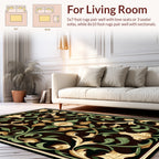 Gold And Green Floral Pattern Rug