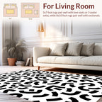 Abstract Black White Shape Pattern Rug