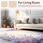 Purple Floral Vines Border Design Rug