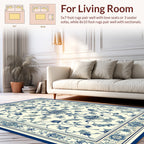 Vintage Blue Floral Damask Square Rug