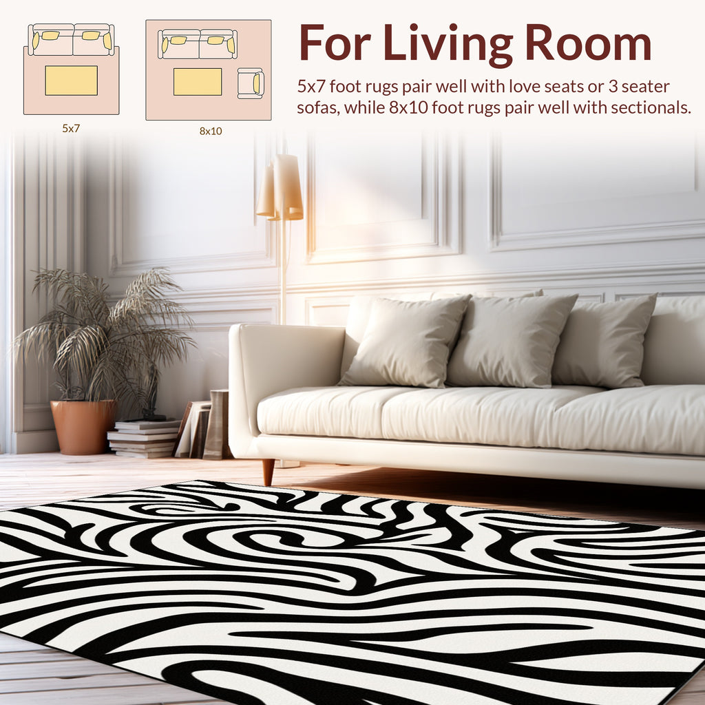 Abstract Black White Zebra Stripes Rug