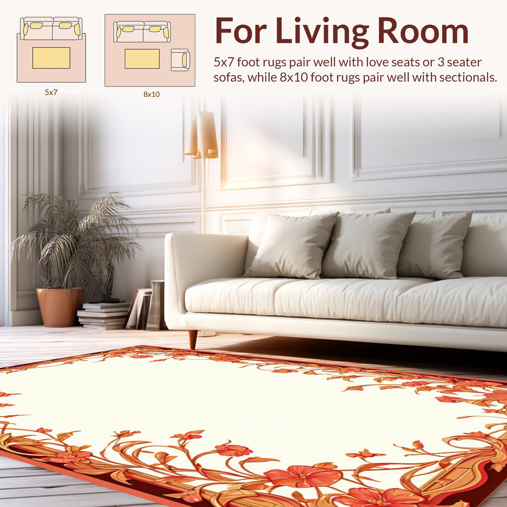 Art Nouveau Floral Vine Frame Design Rug