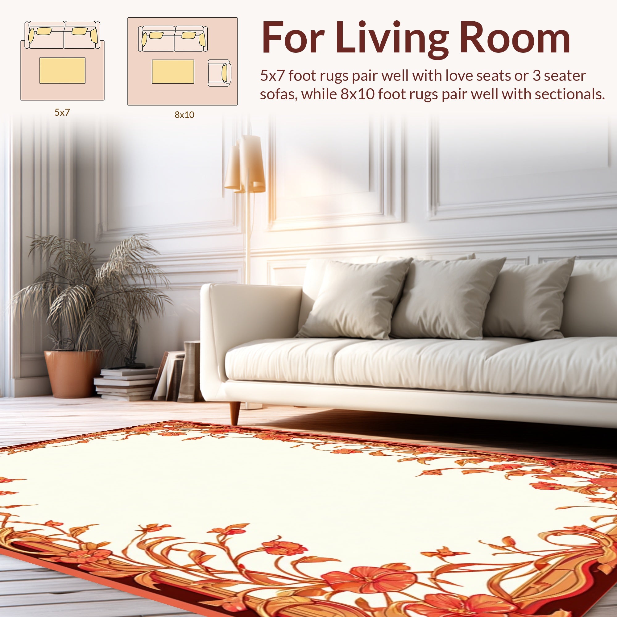 Art Nouveau Floral Vine Frame Design Rug