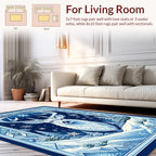 Majestic Winter Deer Snowflake Motif Rug