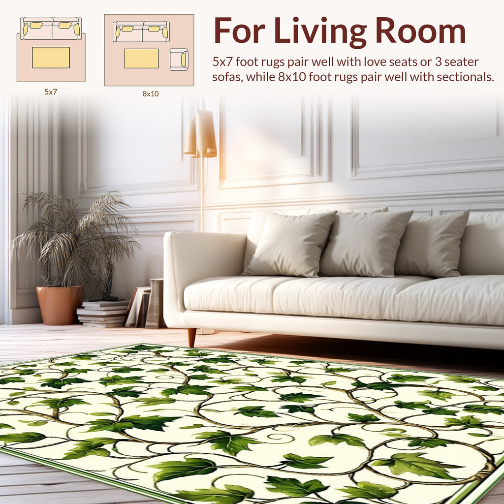 Green Ivy Vine Nature Pattern Rug