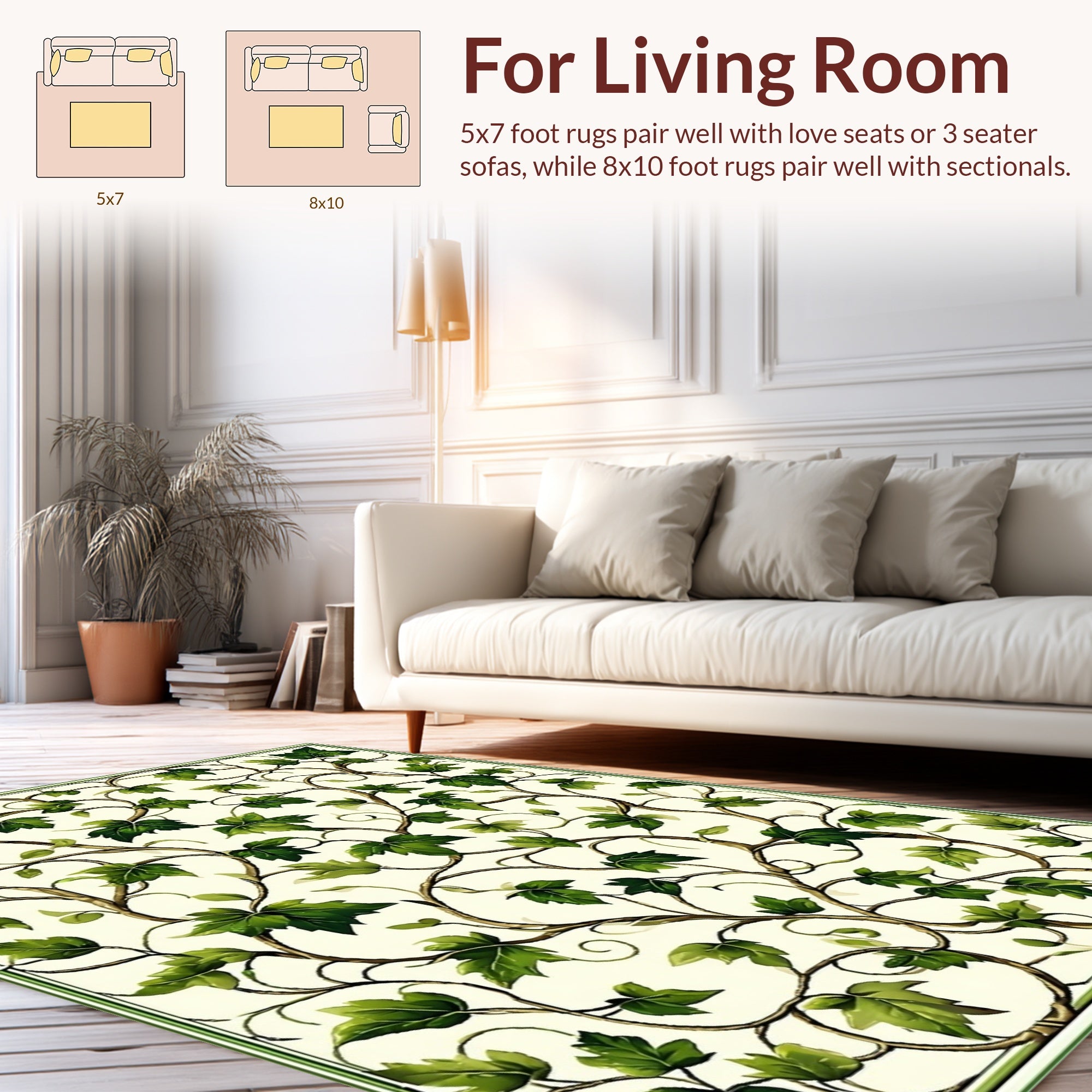 Green Ivy Vine Nature Pattern Rug