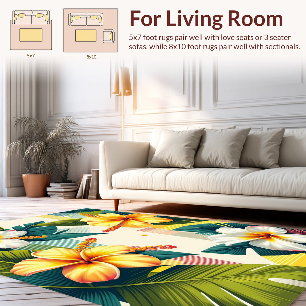 Tropical Bloom Leaf Design Rug