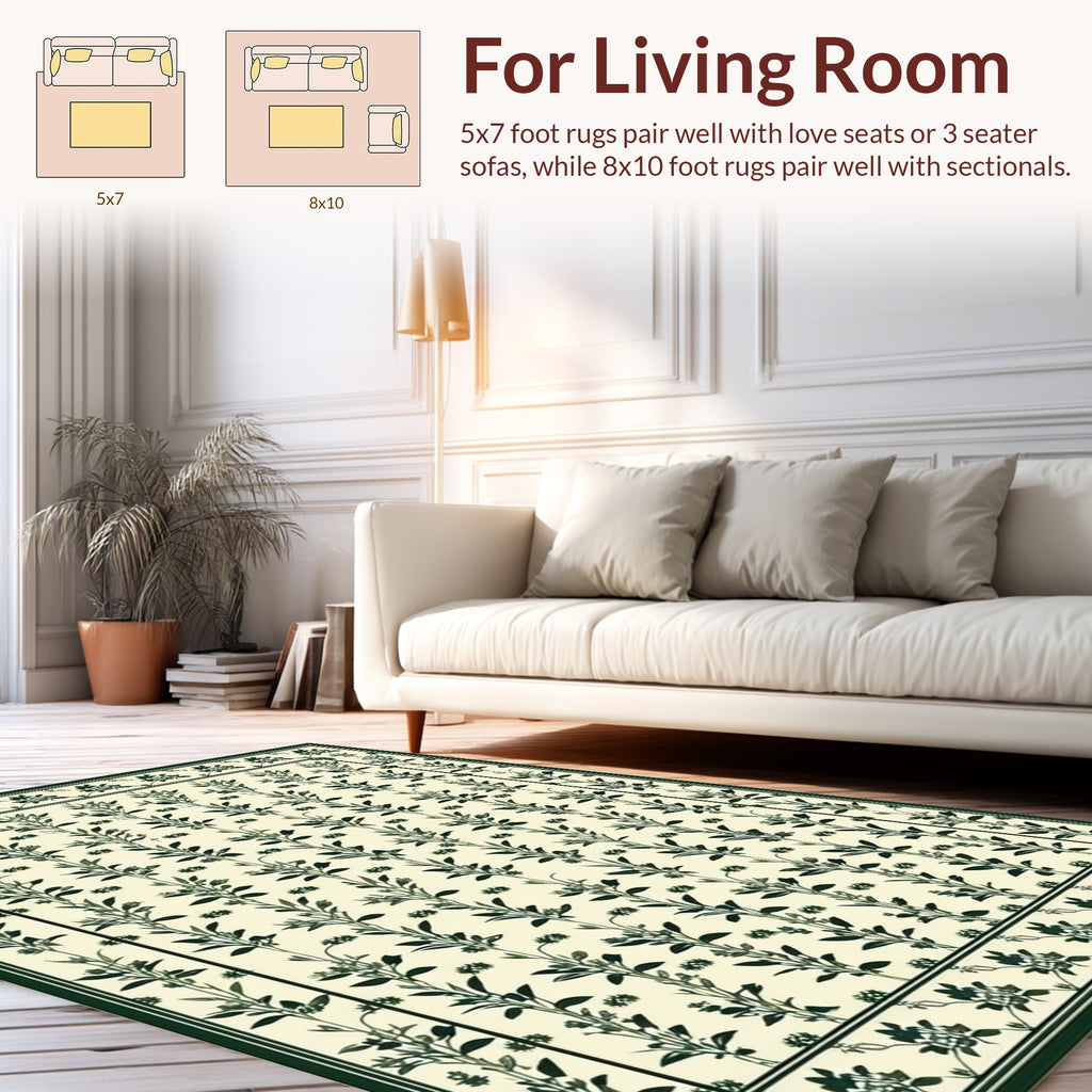 Botanical Vine Scroll Pattern Rug