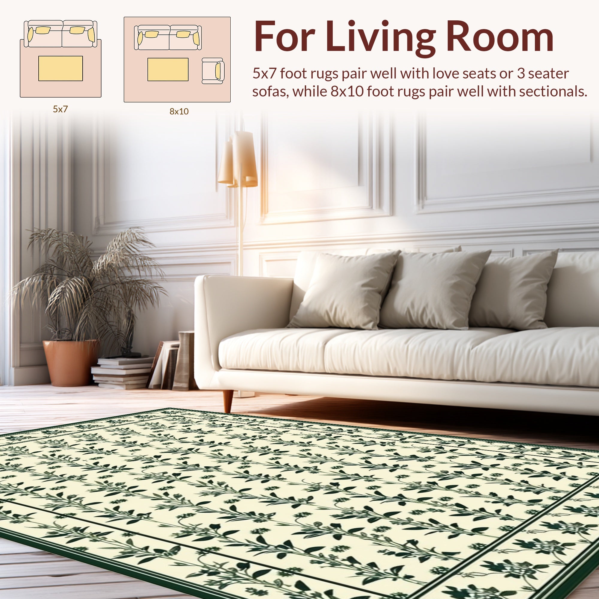 Botanical Vine Scroll Pattern Rug