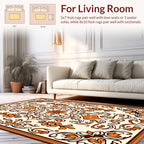Orange Floral Scrollwork Symmetry Rug