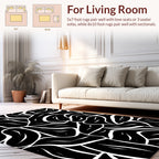 Abstract Organic Black and White Pattern Rug
