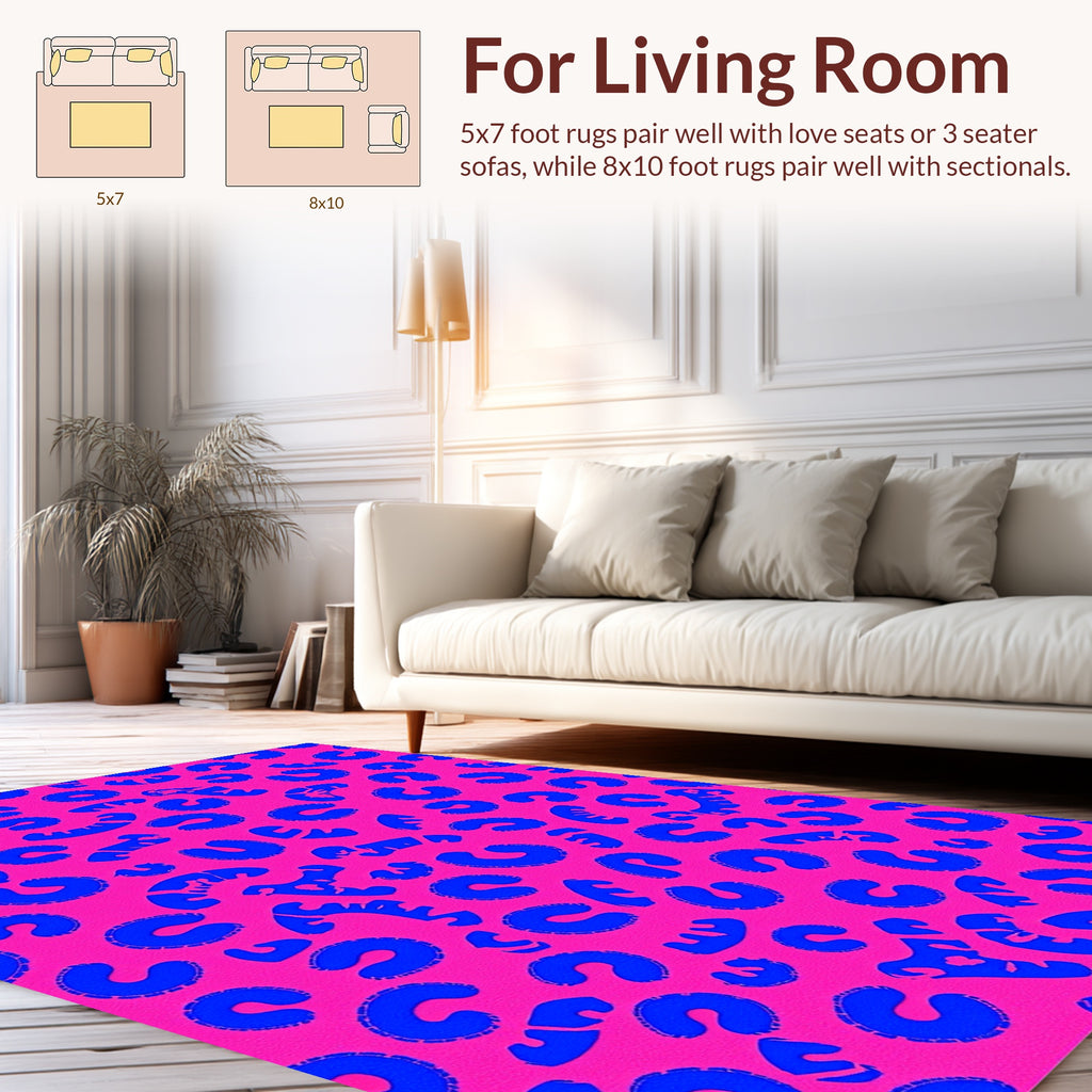 Bold Blue And Pink Animal Spots Rug