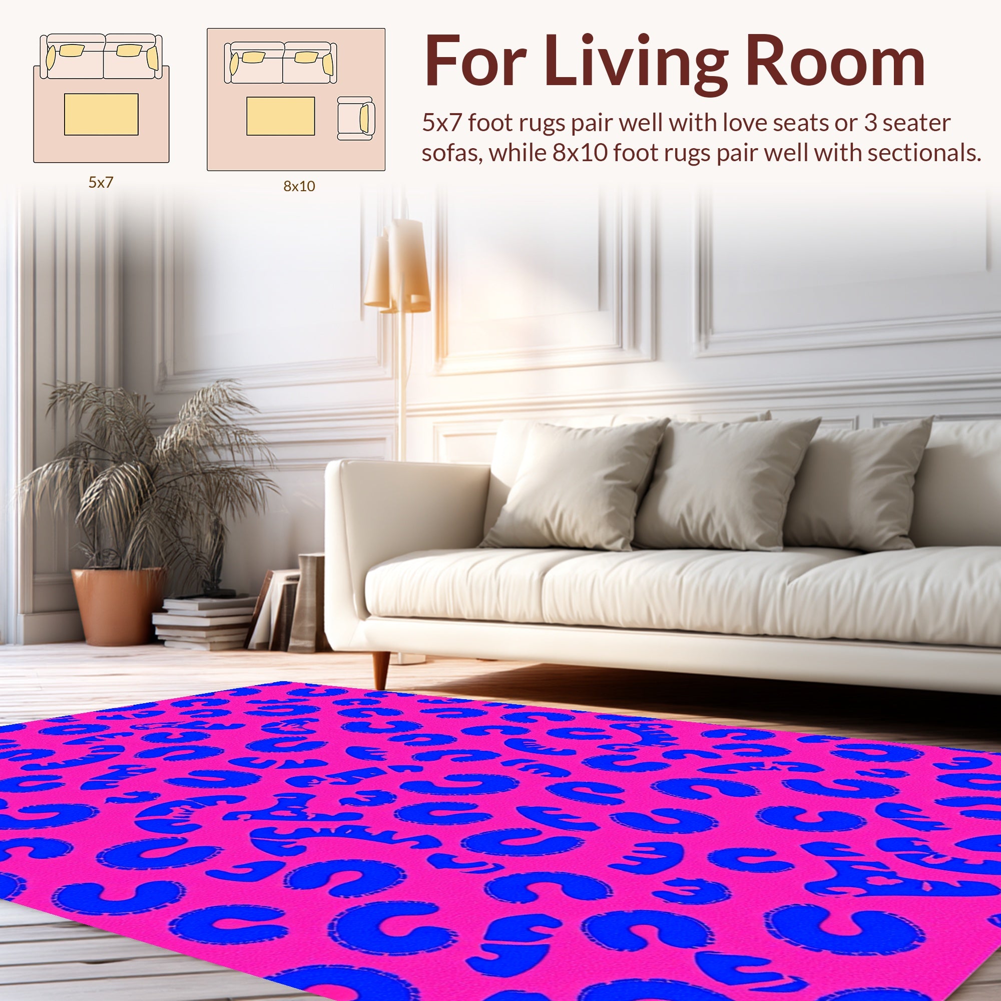 Bold Blue And Pink Animal Spots Rug