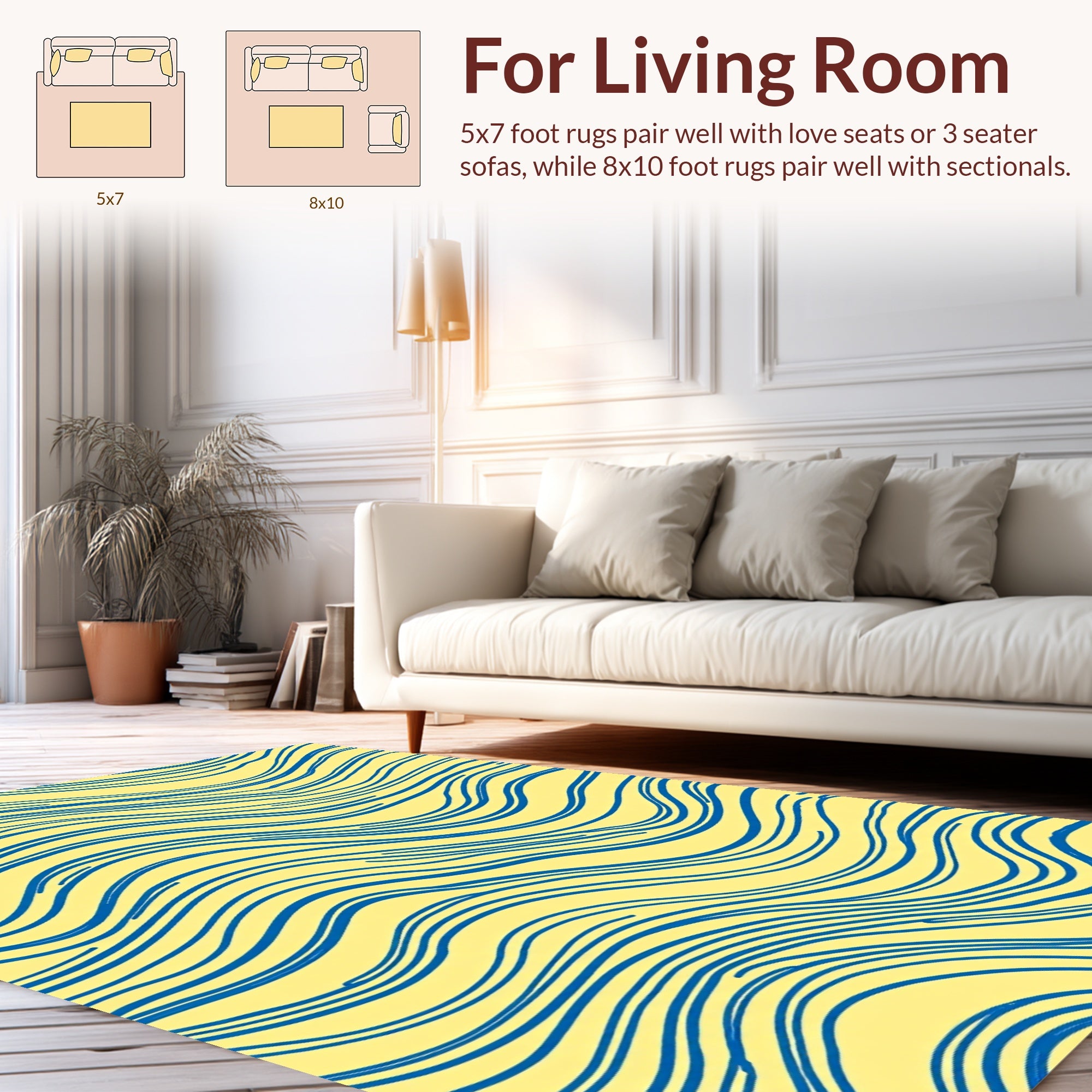 Blue Wavy Lines Pattern Rug