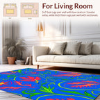 Vibrant Coral Floral Swirl Pattern Rug