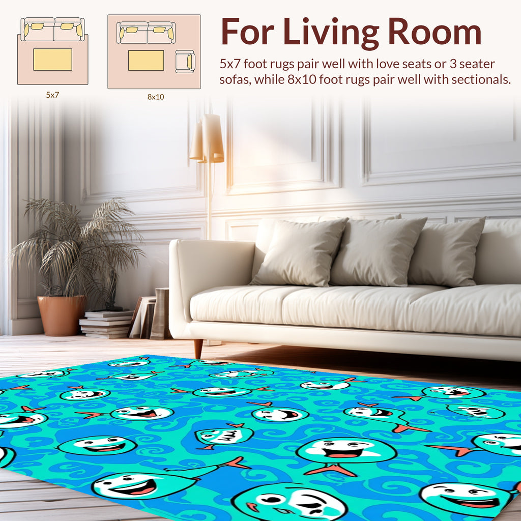 Whimsical Fish Patterned Ocean Rug
