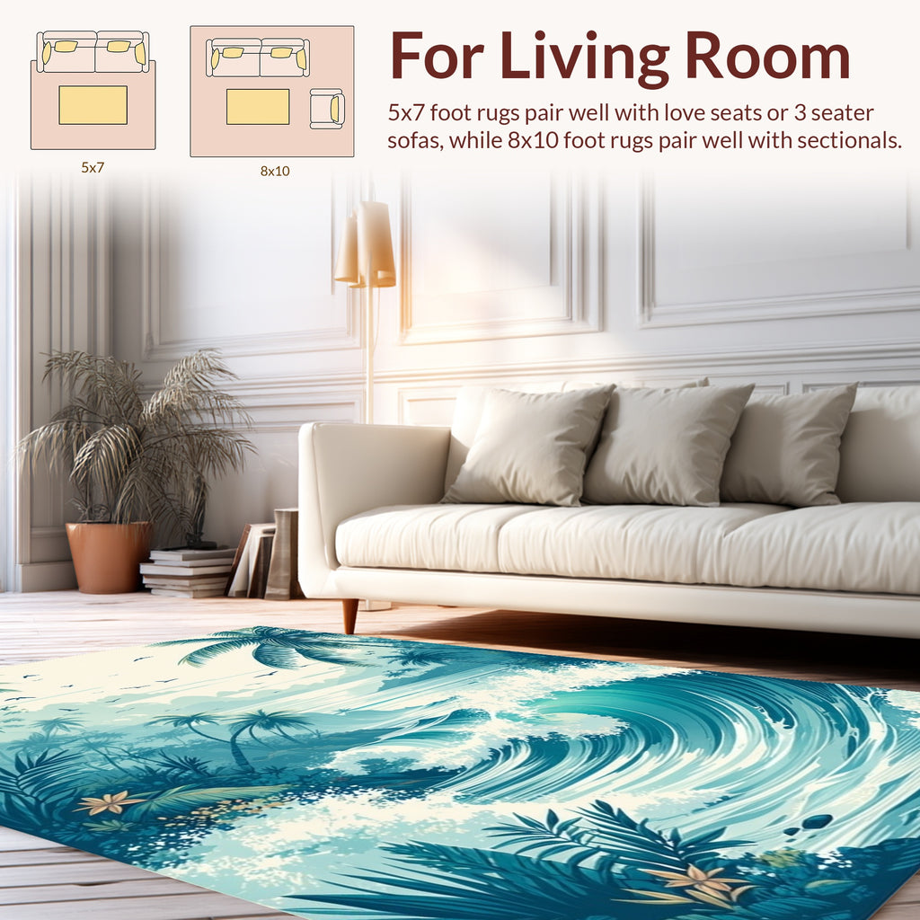 Tropical Coastal Wave Art Rug