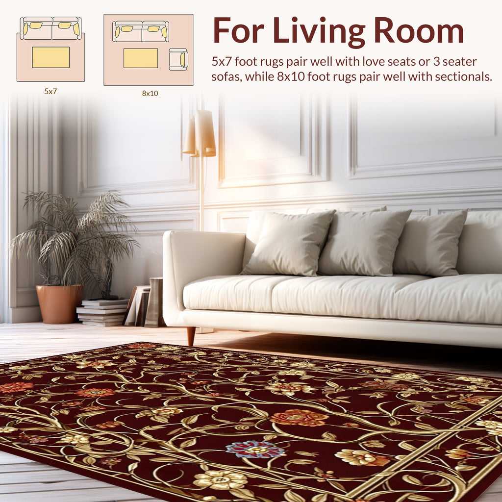 Regal Floral Vine Pattern Rug