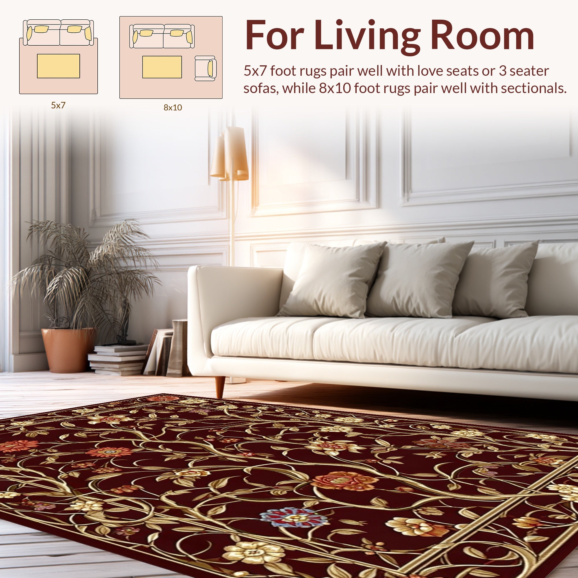 Regal Floral Vine Pattern Rug
