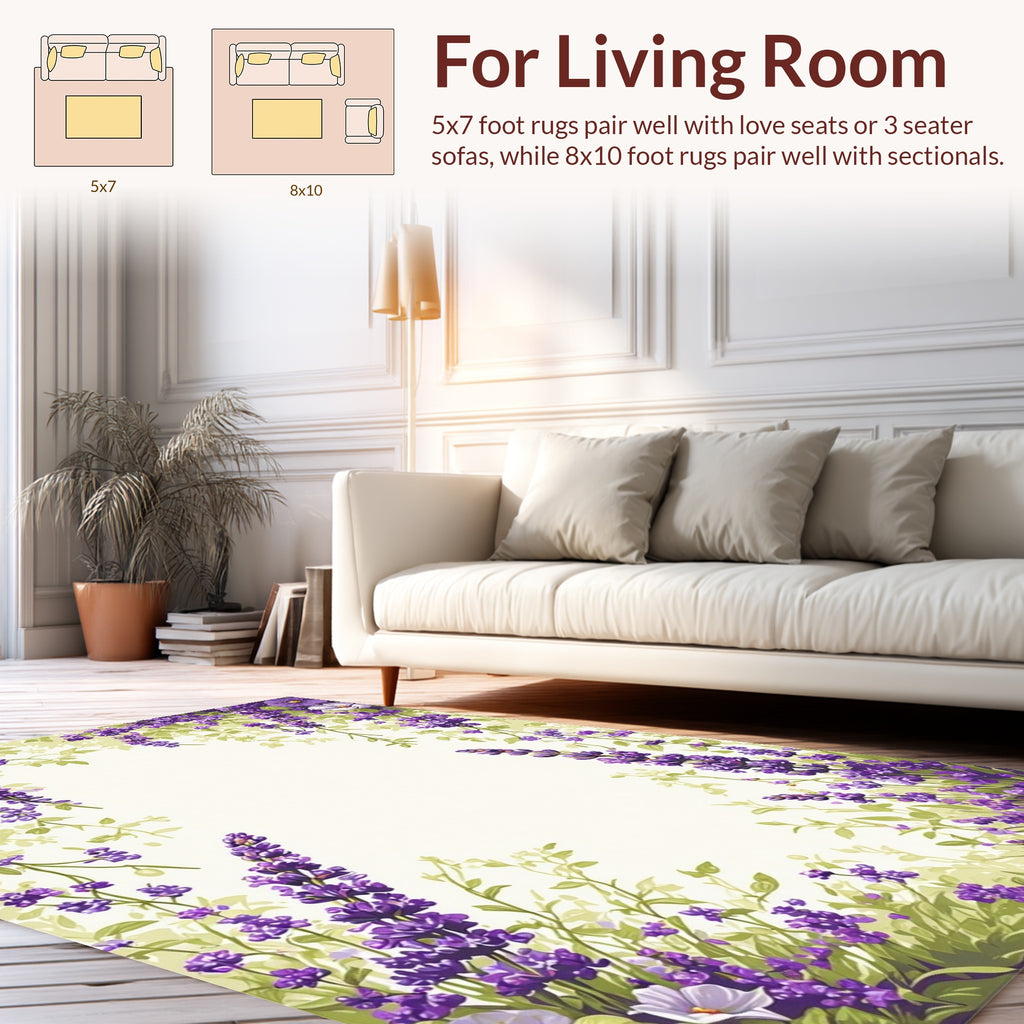 English Garden Lavender Floral Design Rug