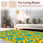 Teal Floral Vine Pattern Rug